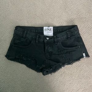 Black One Teaspoon Denim Shorts